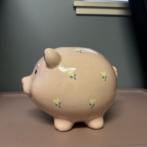 Russ Pink Piggy Bank with Yellow and Blue Hearts